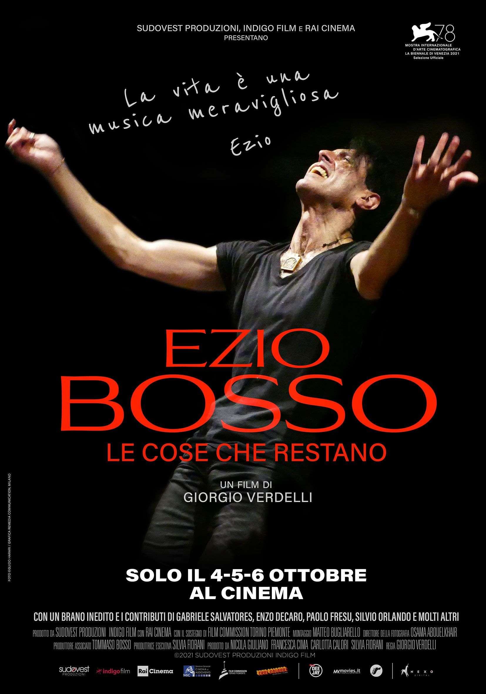 Il film sulla vita di Ezio Bosso nelle sale il  4, 5, 6 ottobre