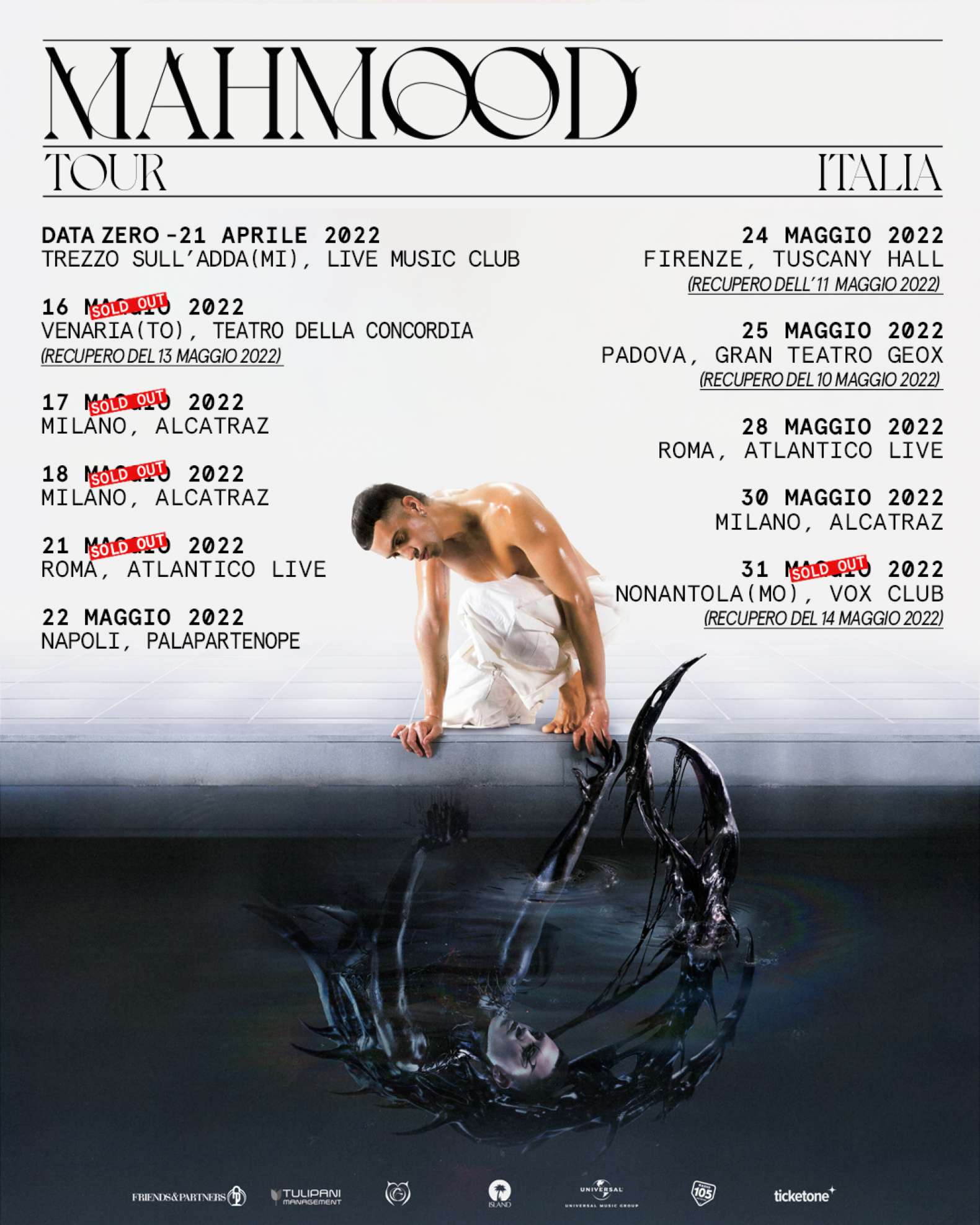 Mahmood posticipa la data del live torinese al 16 maggio 2022